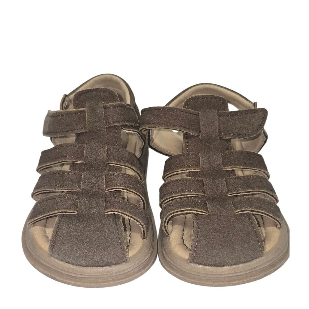 Fashion Kids Brown Faux‎ Suede Fisherman Sandals Hook and Loop Size 24 170